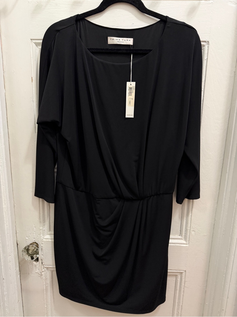 Trina Turk Black Draped Waist Dress